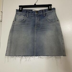 CURRENT/ELLIOTT denim light wash blue mini skirt raw edge size US 25